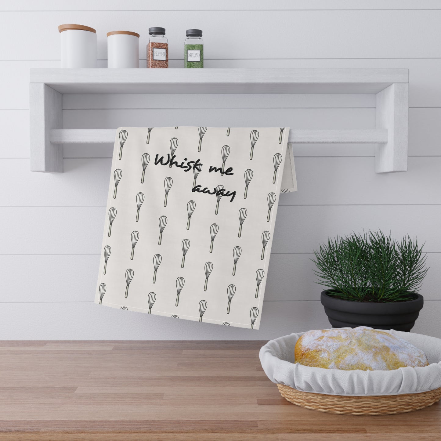 “Whisk Me Away” Tea Towel (White)