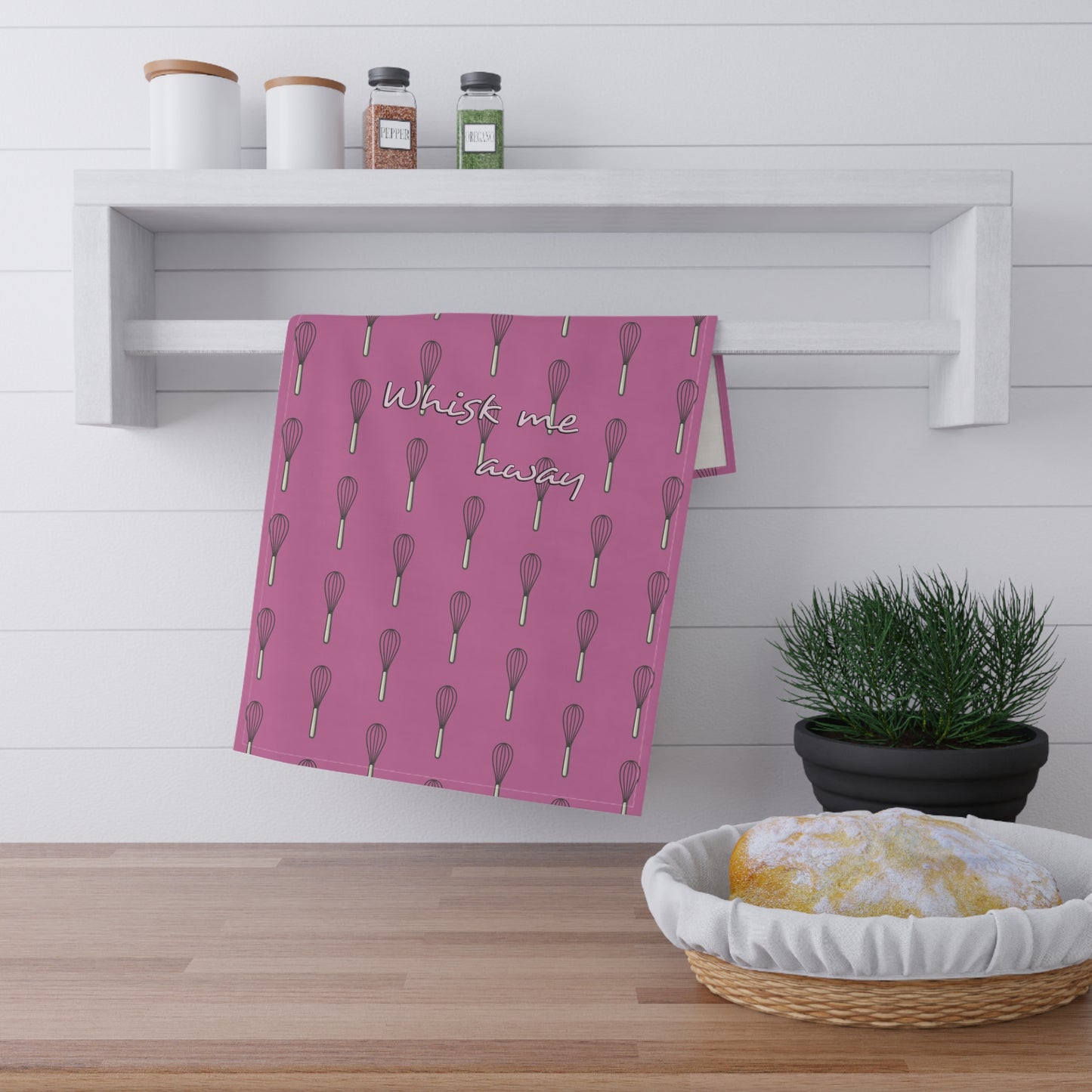 “Whisk Me Away” Tea Towel (Pink)