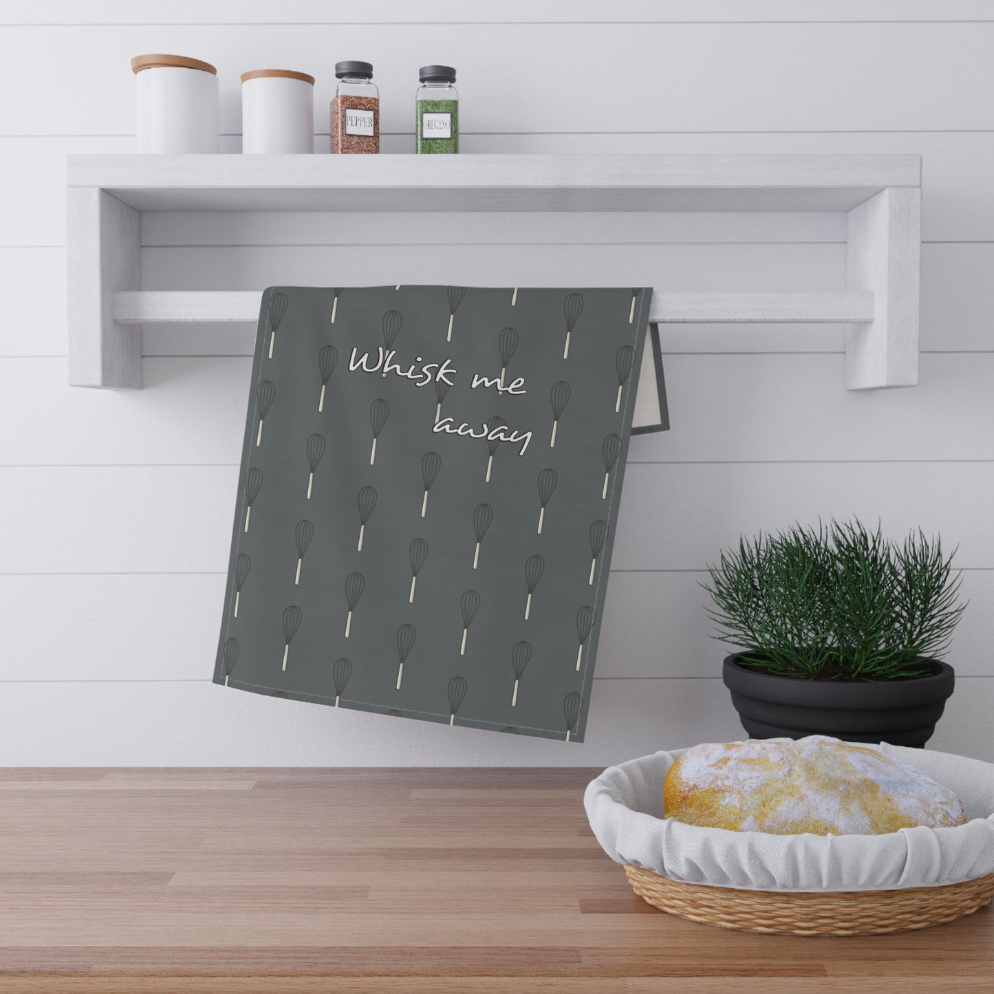 “Whisk Me Away” Tea Towel (Charcoal)