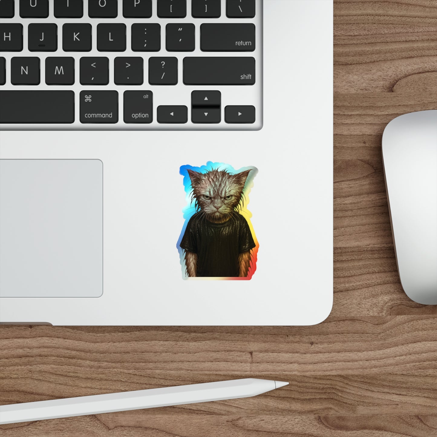 "Angry Wet Cat" Holographic Stickers [kevin_the_cat_store]