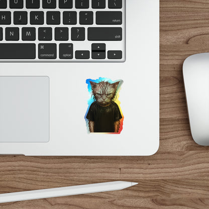 "Angry Wet Cat" Holographic Stickers [kevin_the_cat_store]