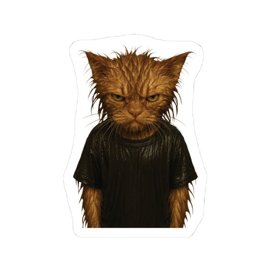 "Angry Wet Cat" Sticker [kevin_the_cat_store]