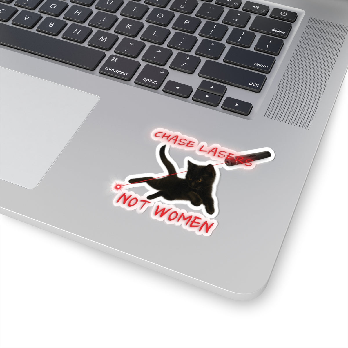 "CHASE LASERS NOT WOMEN" Sticker [kevin_the_cat_store]